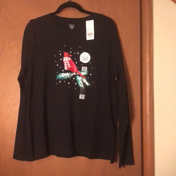 All cotton super soft ladies long sleeve winter T-shirt - Picture 1 of 6